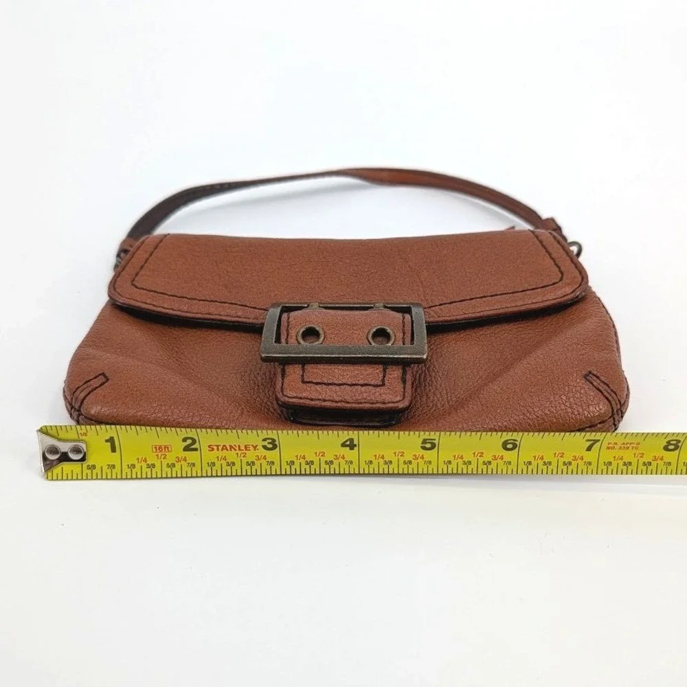 Banana Republic Brown Pebbled Leather Buckle Wristlet‎ Clutch Bag Fall 06